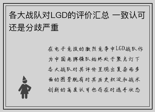 各大战队对LGD的评价汇总 一致认可还是分歧严重